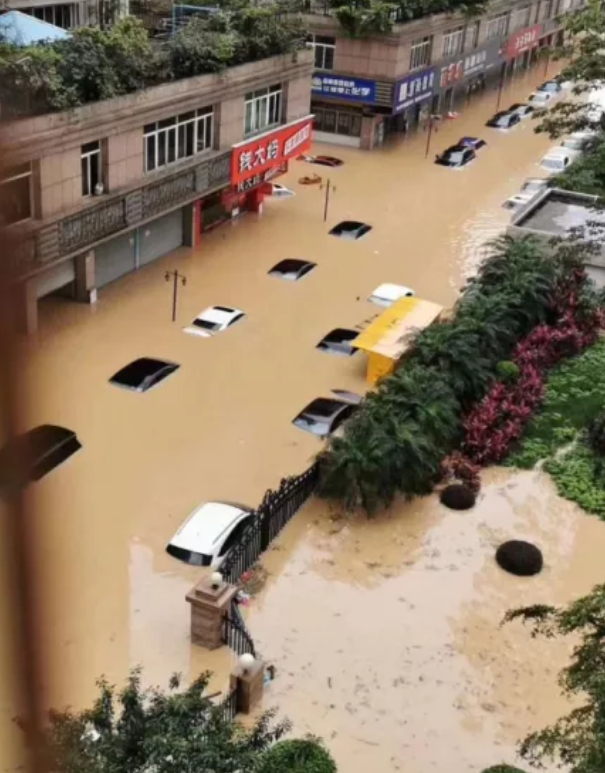 暴雨过后，被浸泡过的车子如文物出土般震撼