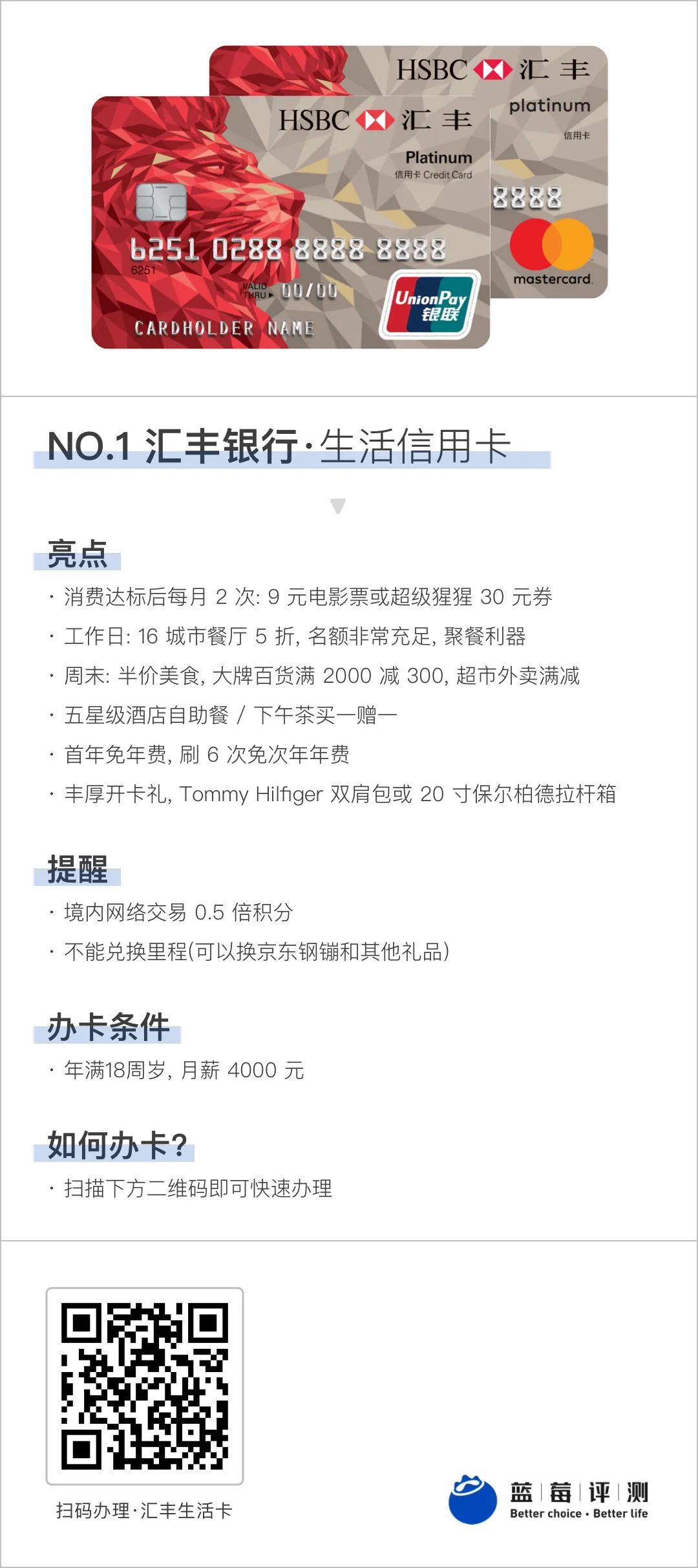 【更新】钱德勒荐卡|汇丰银行值得办的5张信用卡-蓝莓评测